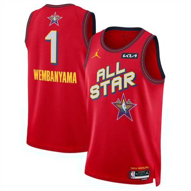 Men%27s 2025 All-Star #1 Victor Wembanyama Red Stitched Jersey Dzhi